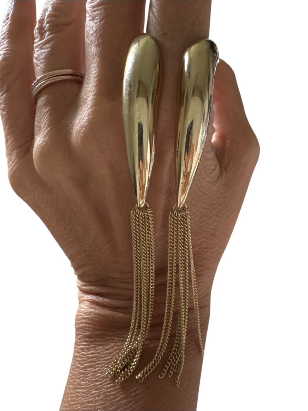 Bansri Mehta Gold Tassel Waterfall Statement Ring EUC - Picture 5 of 10